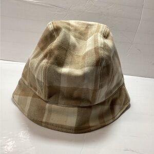 Lands' End Beige and Cream Plaid Hat size L/XL women’s